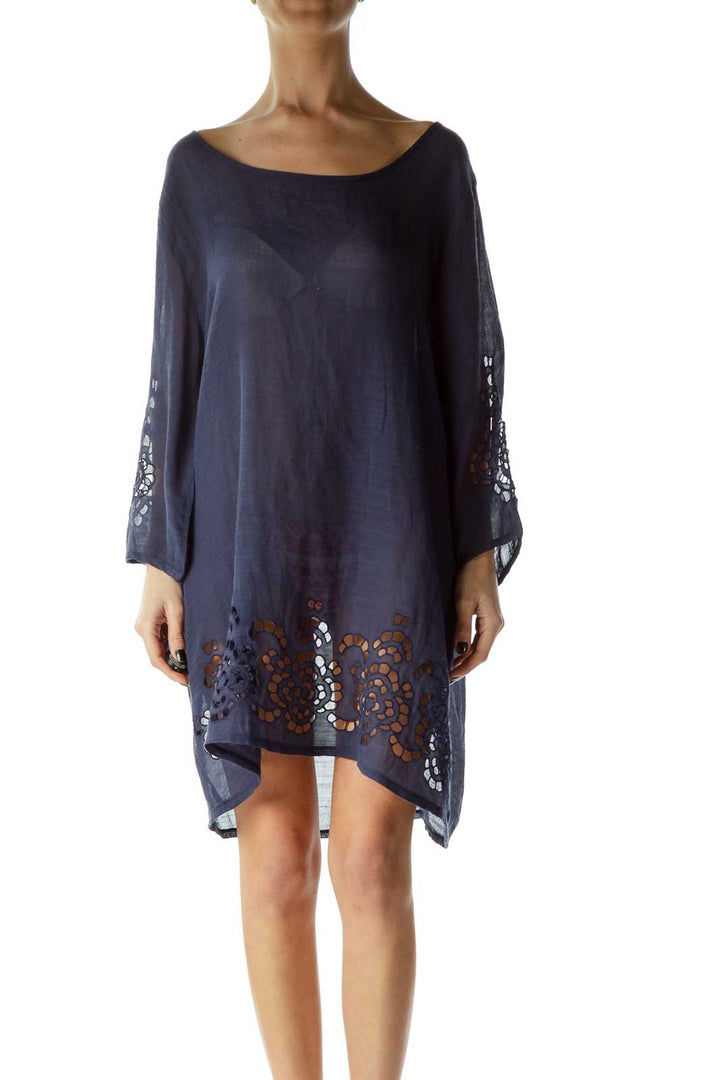 Navy Sheer Beach Coverup