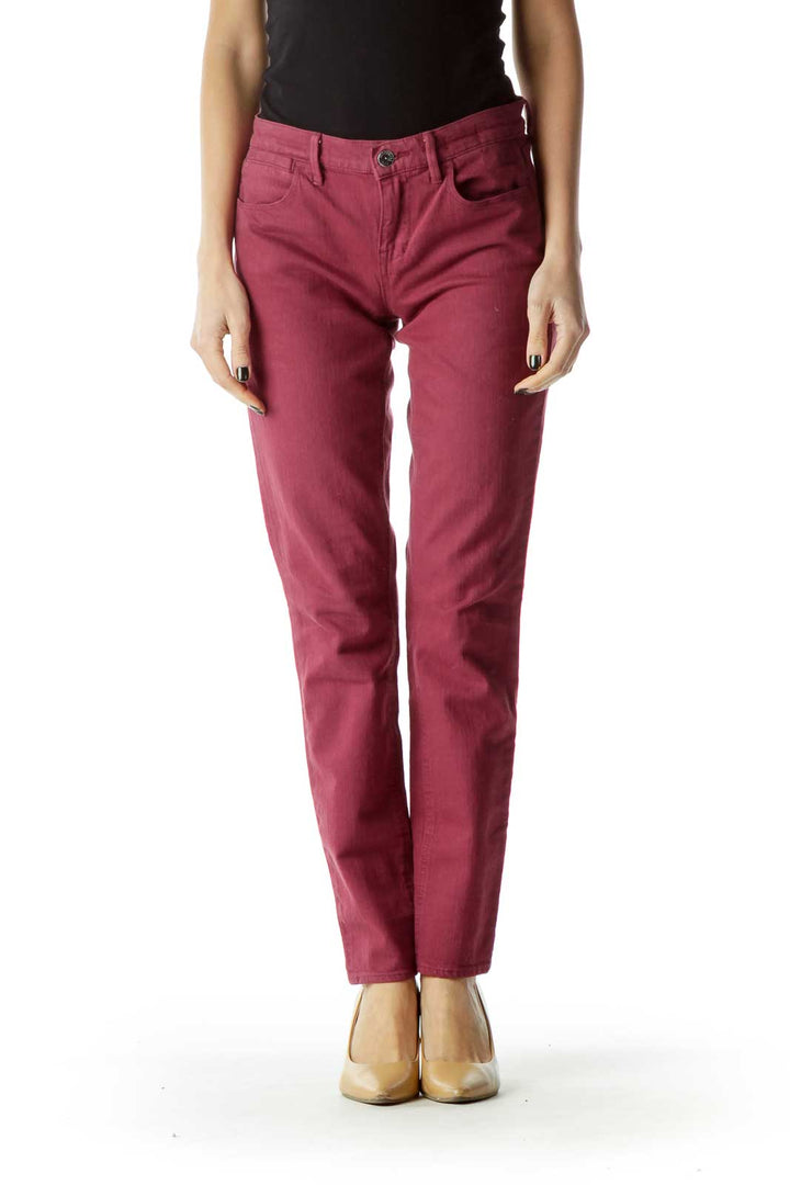 Burgundy Skinny Ankle Pants