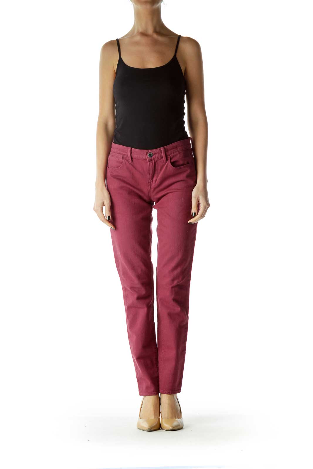 Burgundy Skinny Ankle Pants