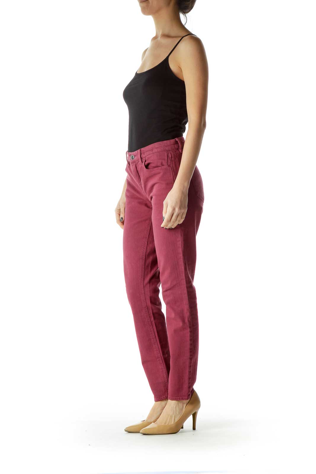 Burgundy Skinny Ankle Pants