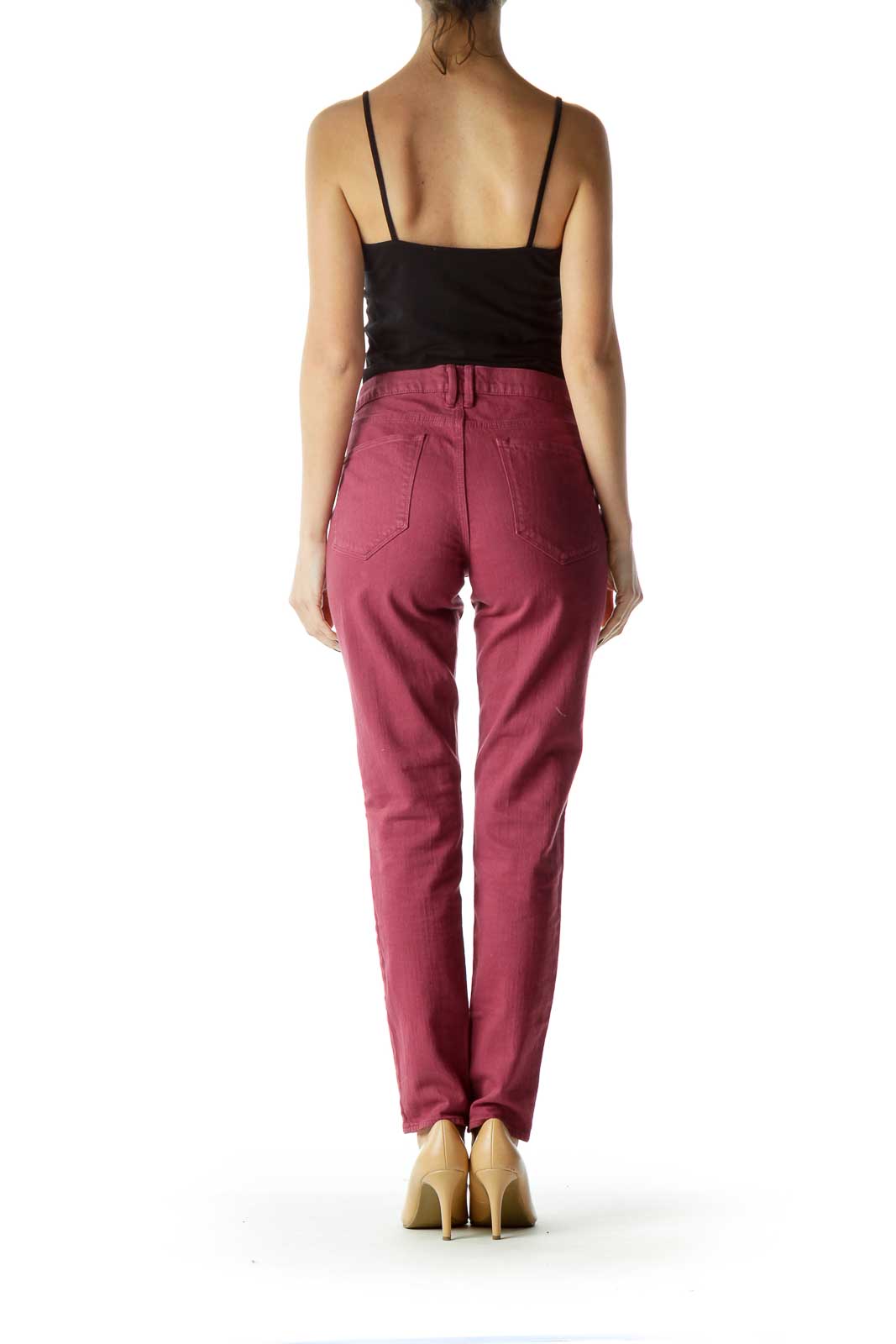 Burgundy Skinny Ankle Pants