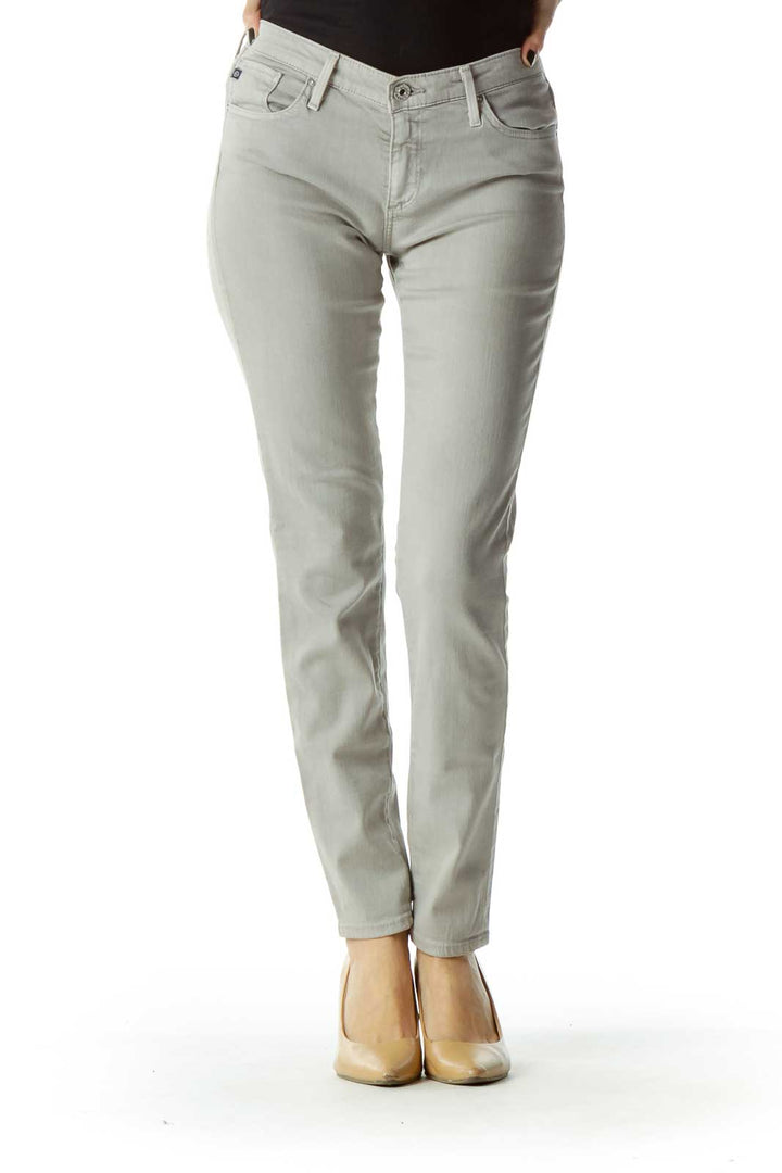 Gray Straight Leg Ankle Pants