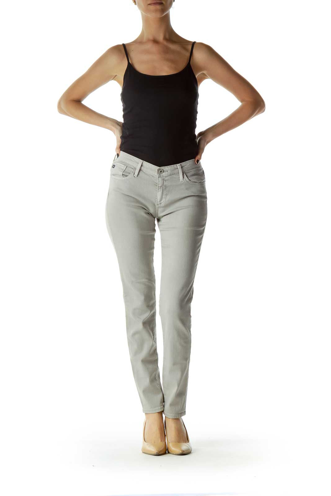 Gray Straight Leg Ankle Pants