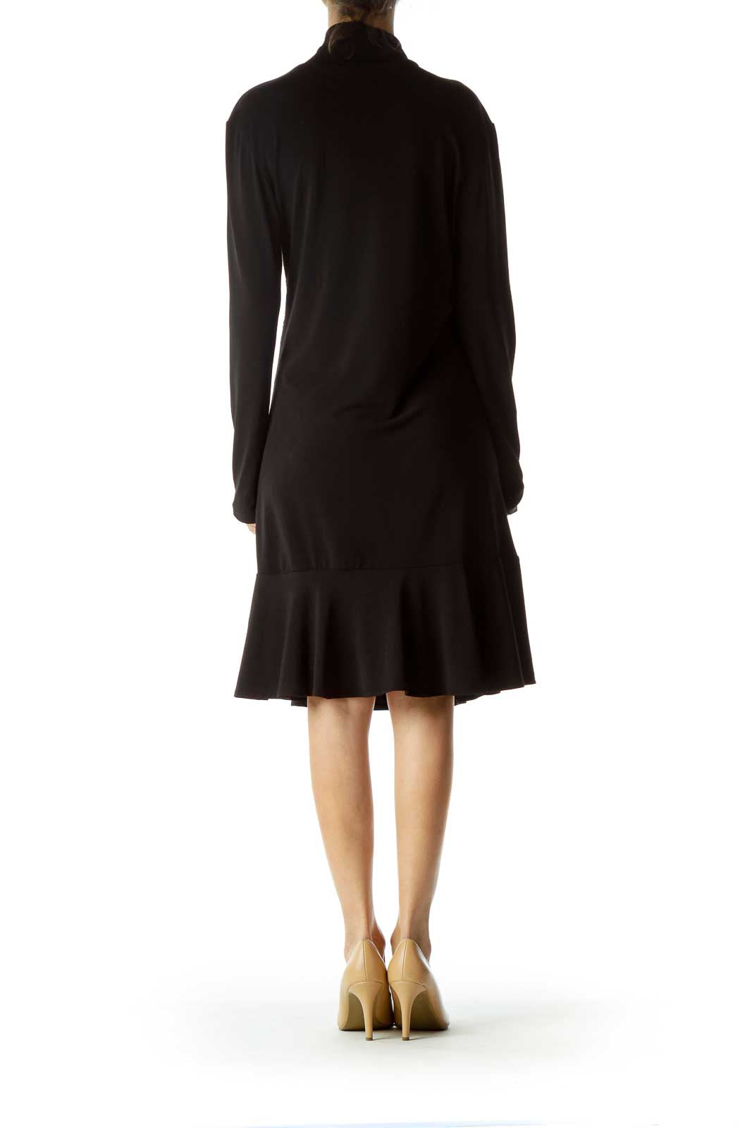 Black Tweed Mock Neck Dress