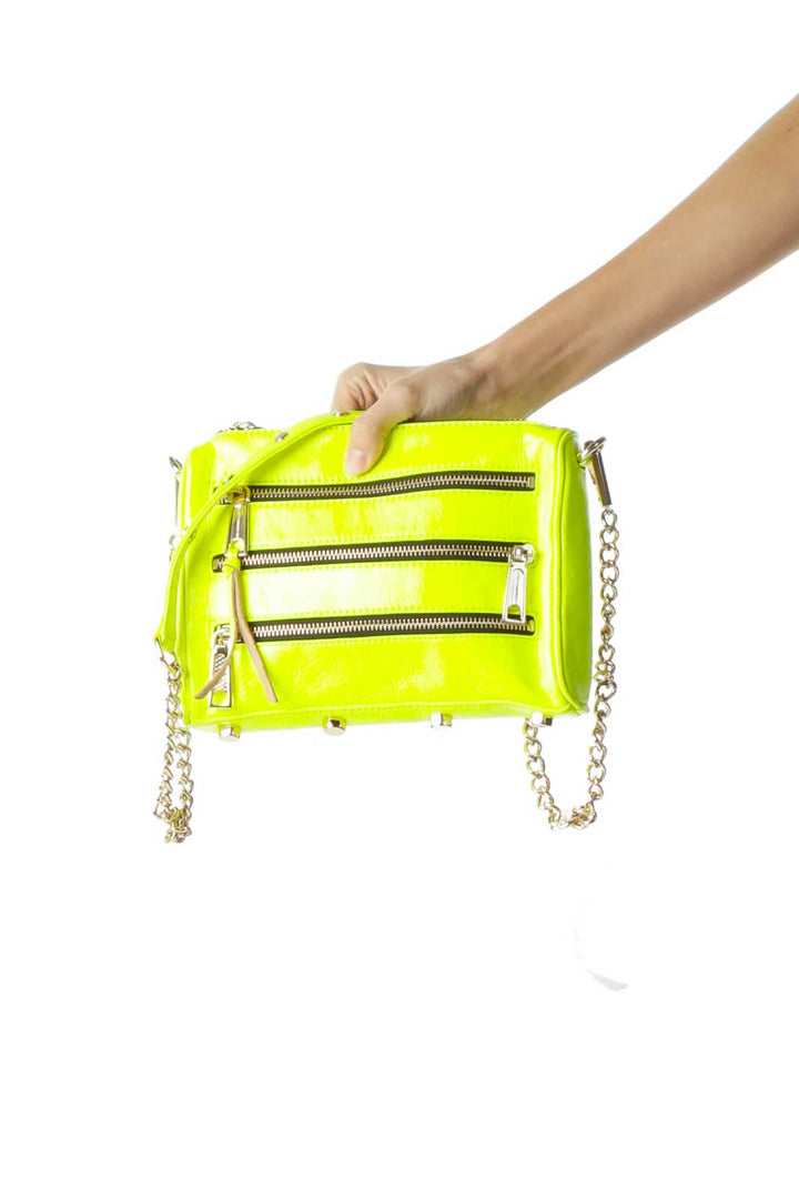 Neon Yellow Zipper Detailed Crossbody Bag