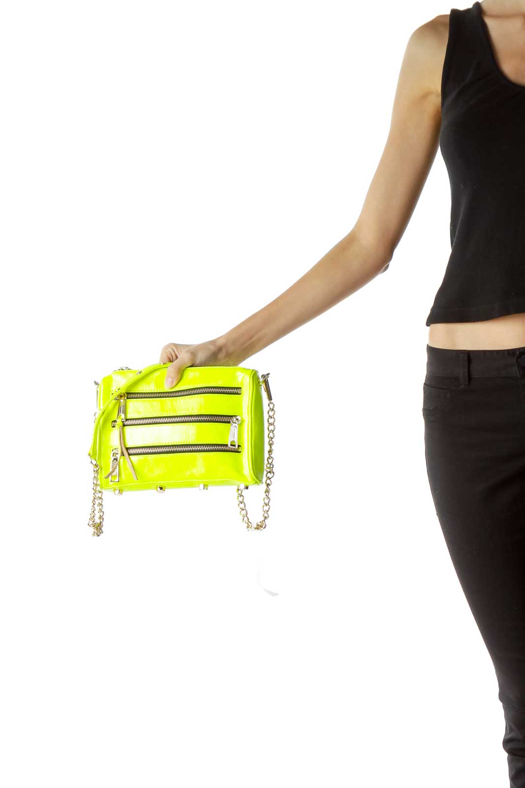 Neon Yellow Zipper Detailed Crossbody Bag