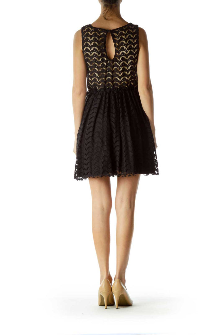 Black Beige Lace Cocktail Dress