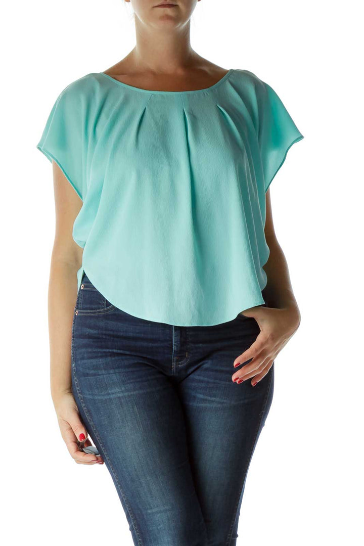 Blue Round Neck Blouse