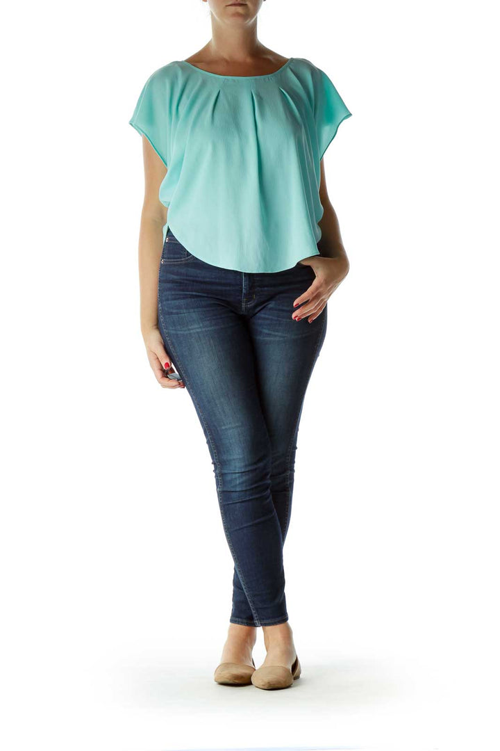 Blue Round Neck Blouse