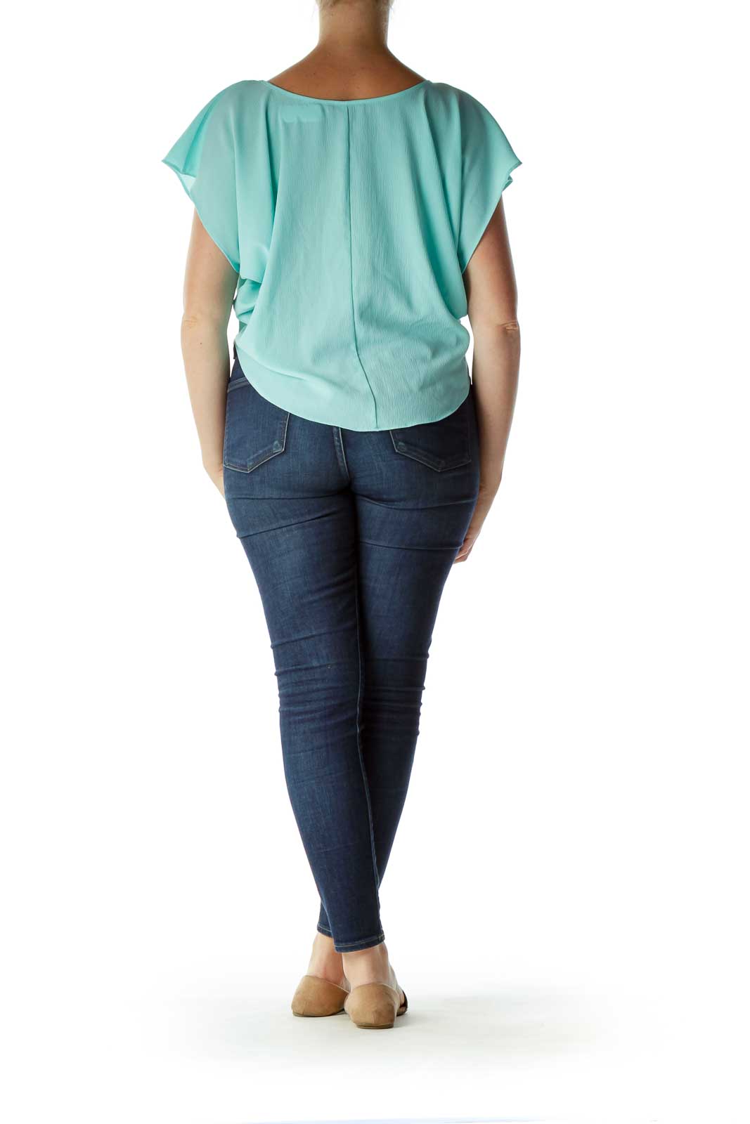 Blue Round Neck Blouse