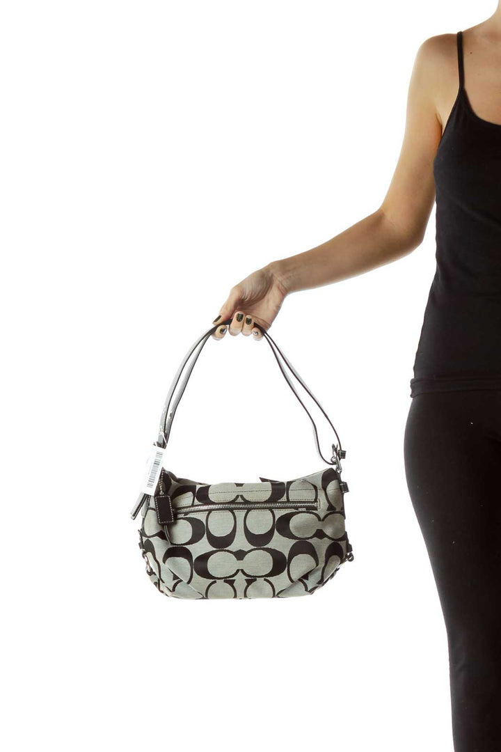 Black Gray Monogrammed Shoulder Bag