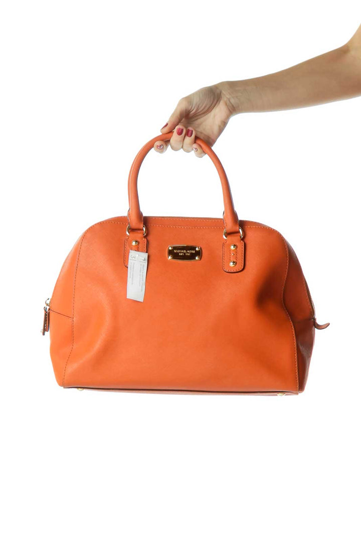 Orange Double Handle Large Satchel