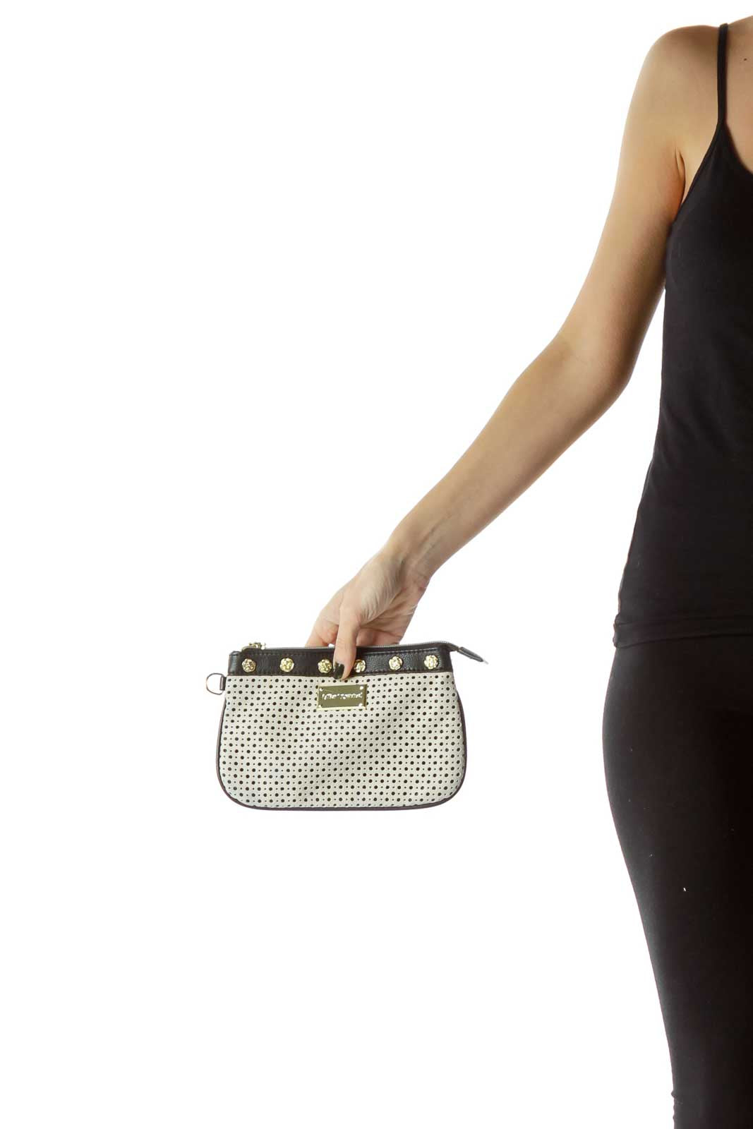 Black Beige Lazer Cut Clutch