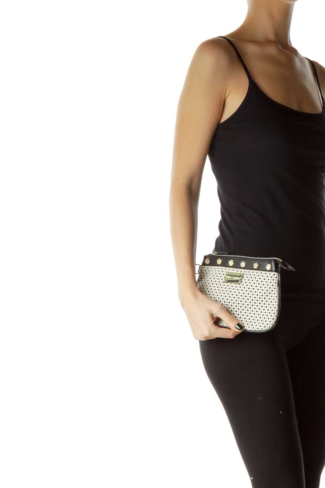 Black Beige Lazer Cut Clutch