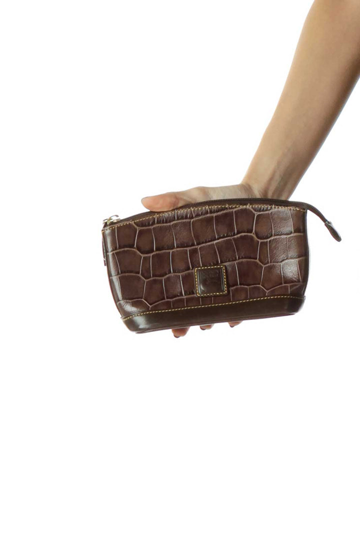 Brown Alligator Leather Pouch