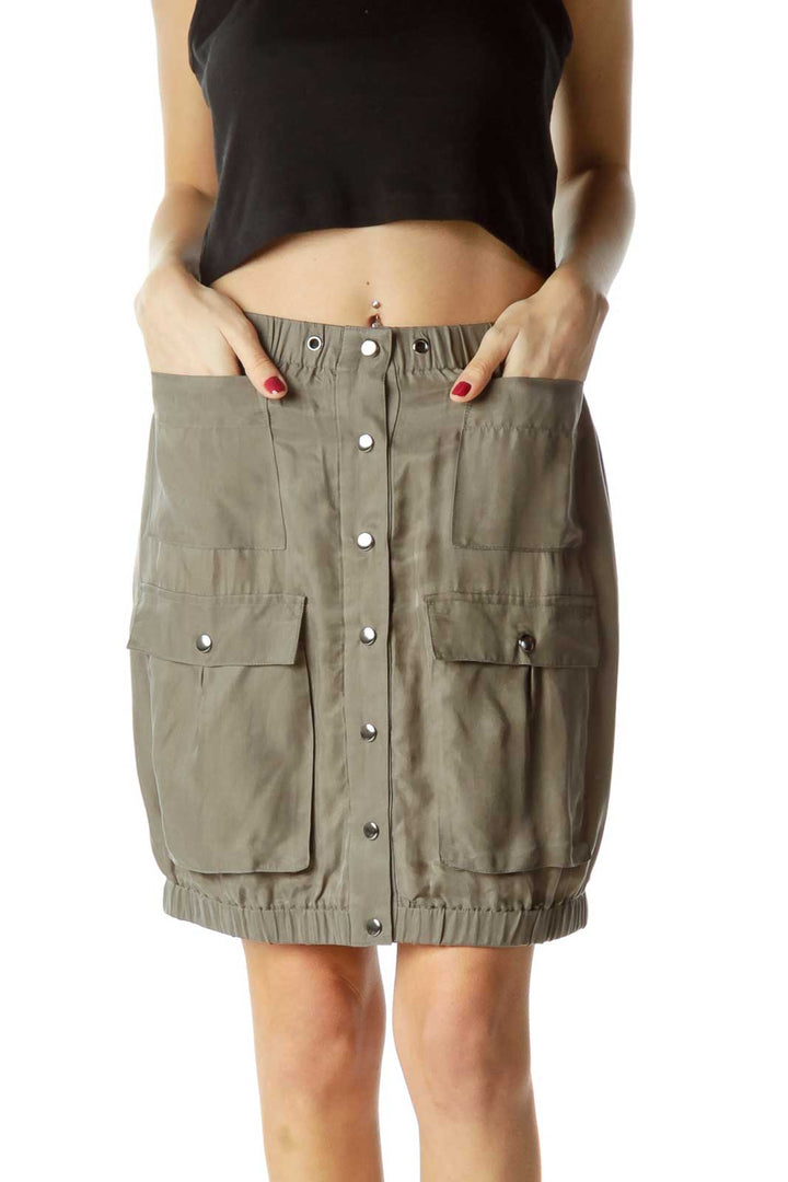 Green Pocketed Mini Skirt