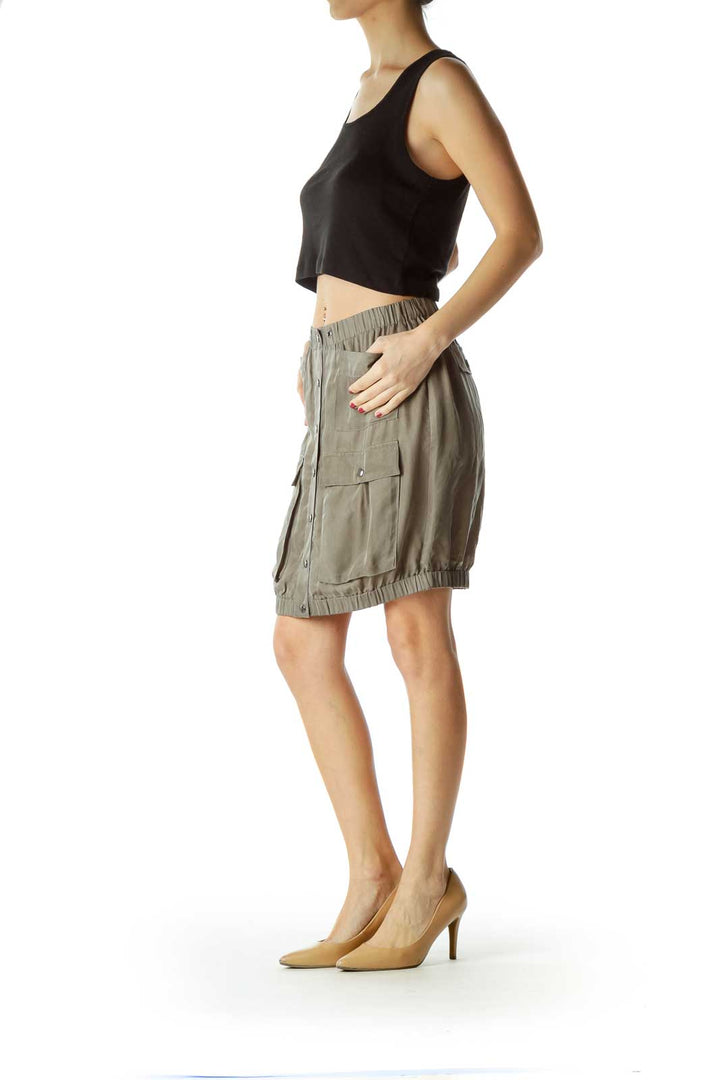 Green Pocketed Mini Skirt