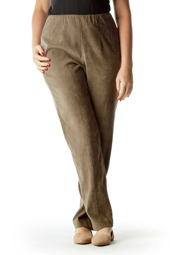 Brown High Waisted Straight Leg Pants