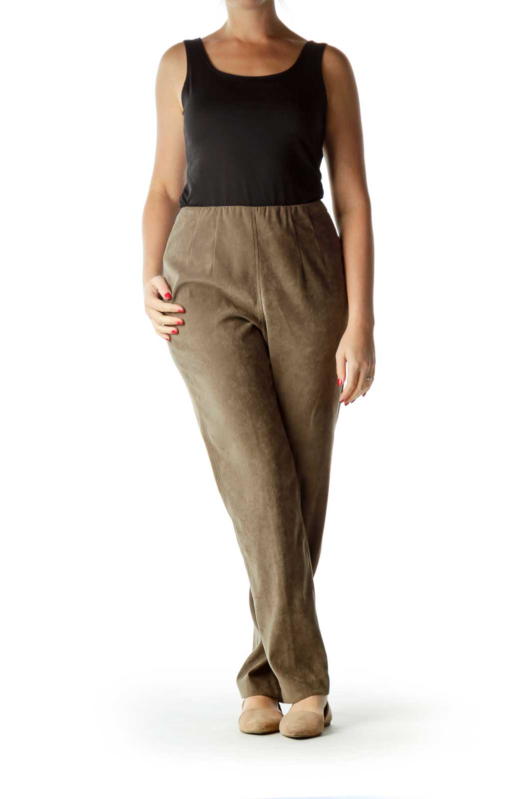 Brown High Waisted Straight Leg Pants