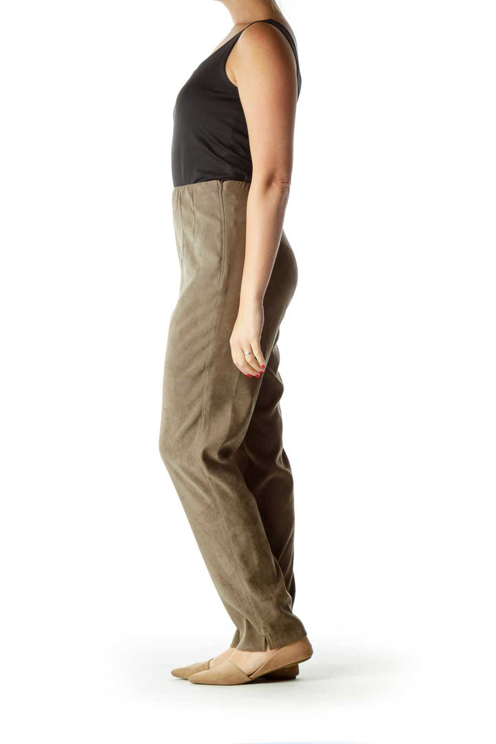 Brown High Waisted Straight Leg Pants