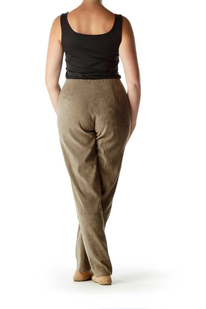 Brown High Waisted Straight Leg Pants