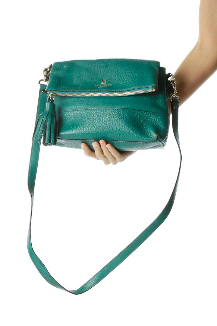 Green Flap Leather Crossbody Bag