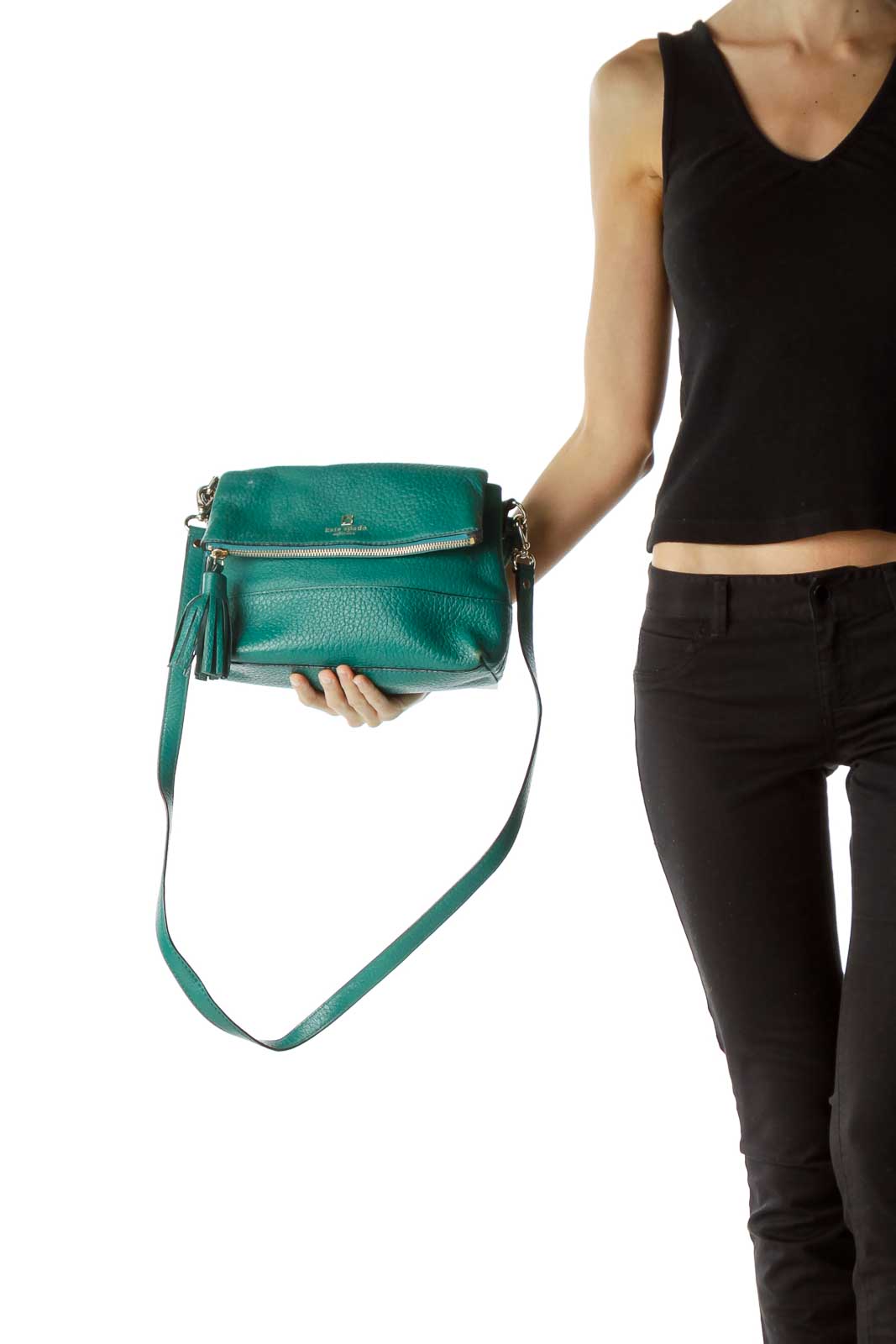 Green Flap Leather Crossbody Bag