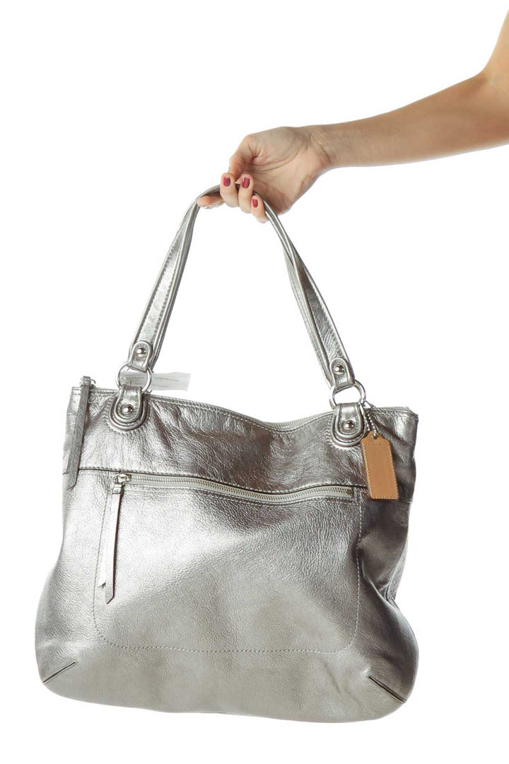 Silver Metallic Tote