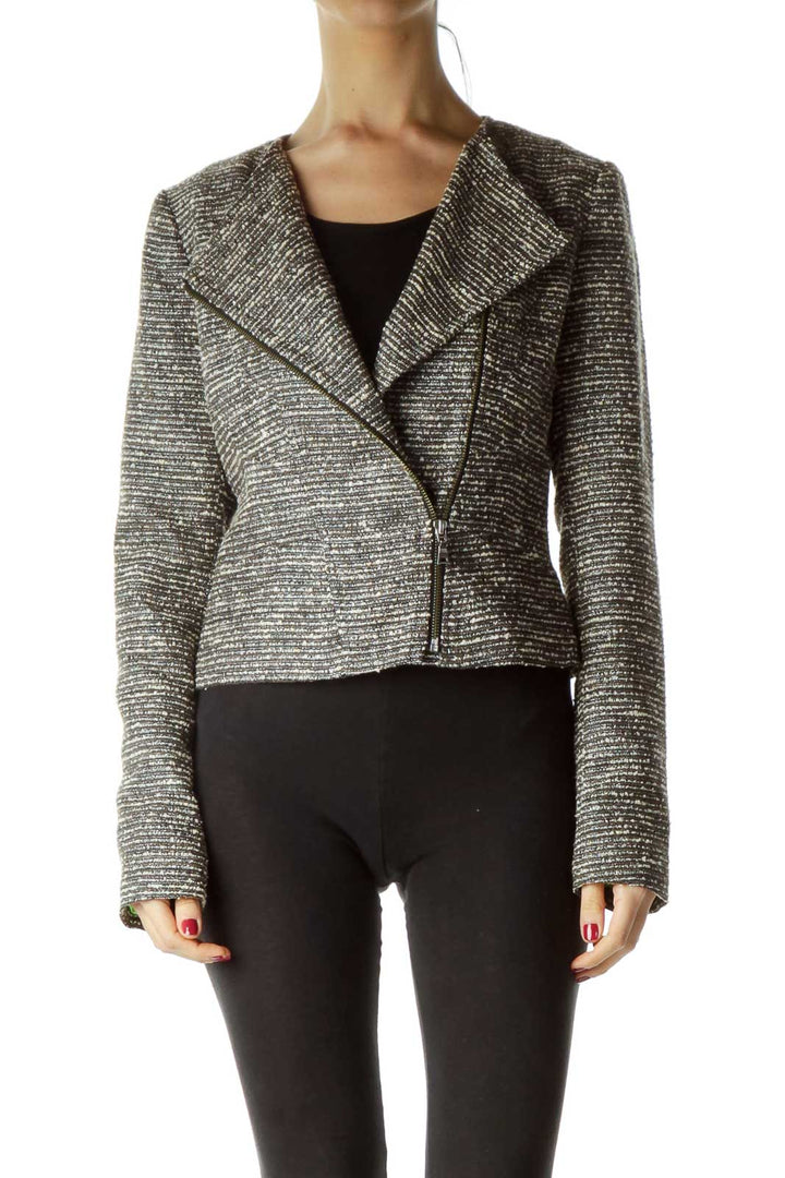 Brown Tweed Zippered Jacket