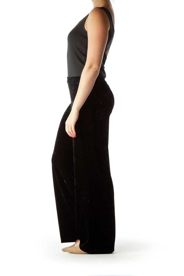 Black Velvet Straight Leg Stretchy Pants