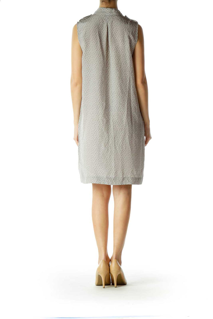 Gray Printed Silk Sleeveless Dress