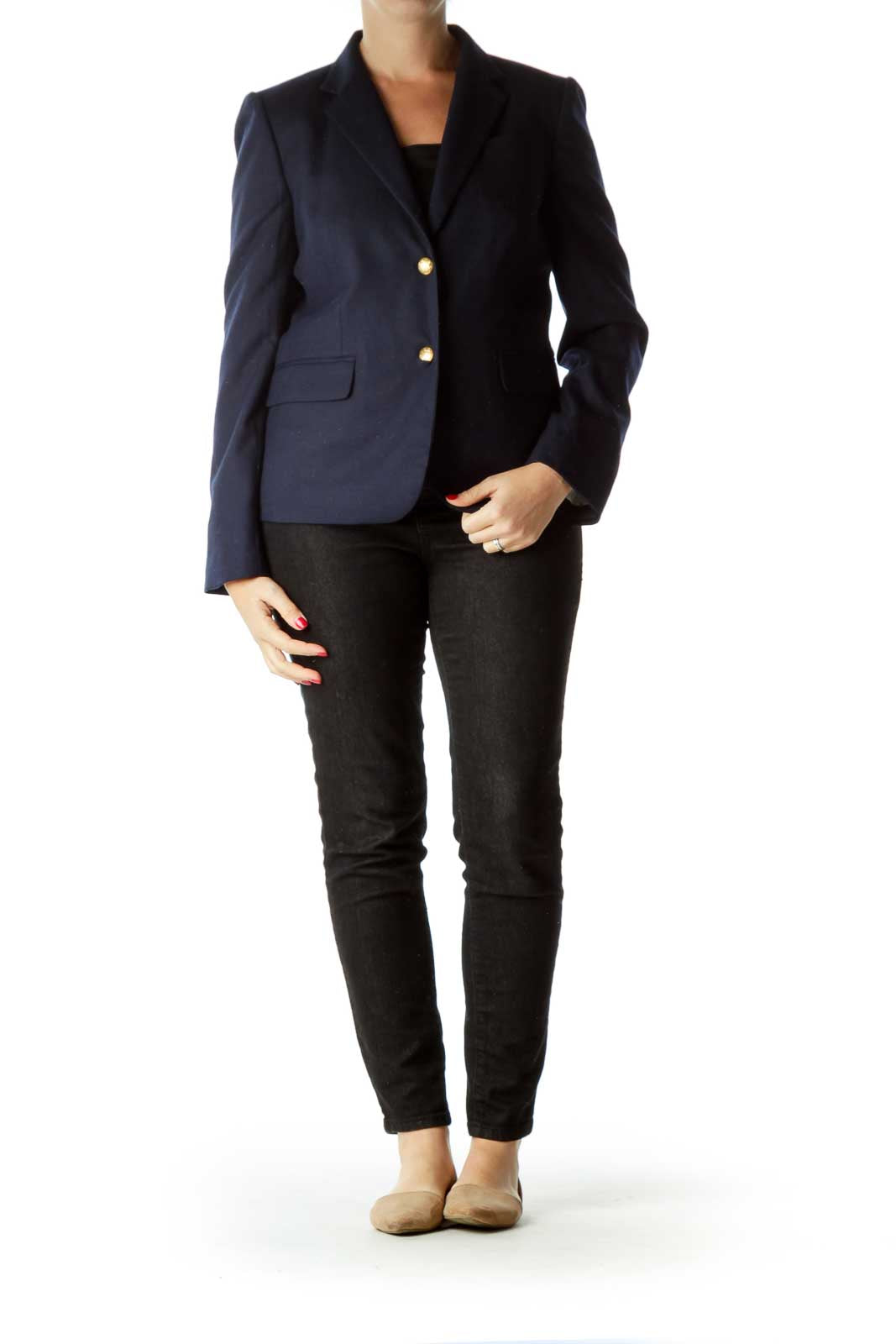 Navy Gold Buttoned Blazer