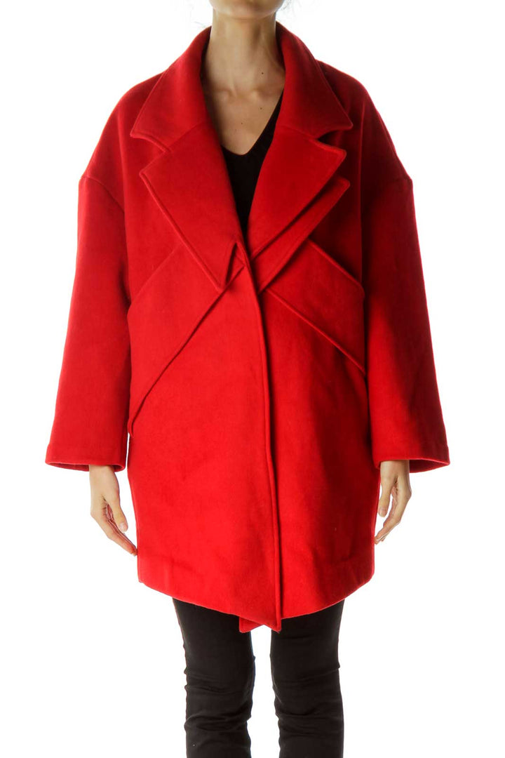 Red 3/4 Sleeve Double Collared Coat