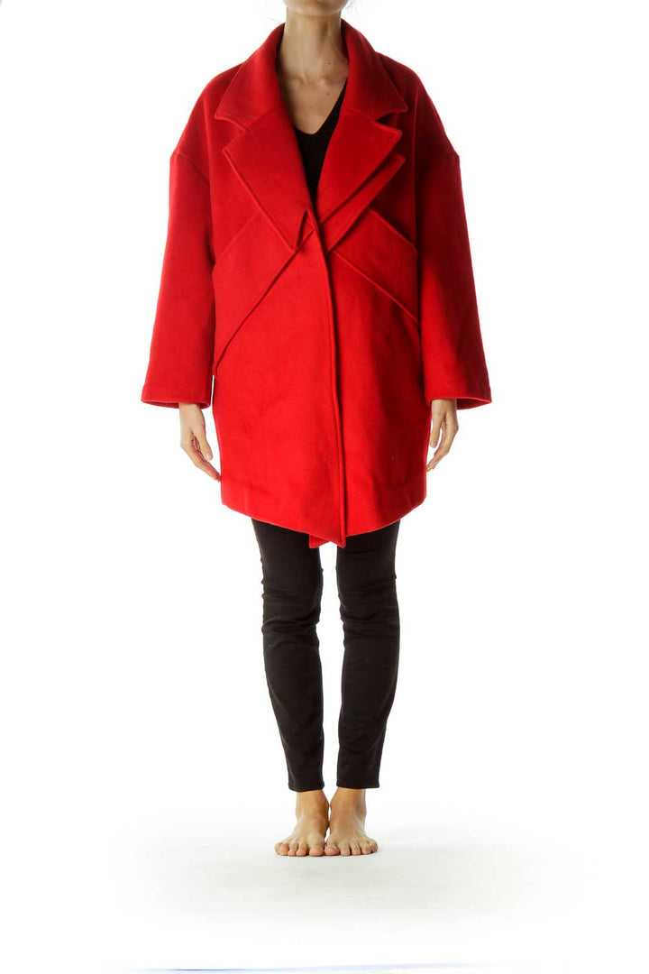 Red 3/4 Sleeve Double Collared Coat