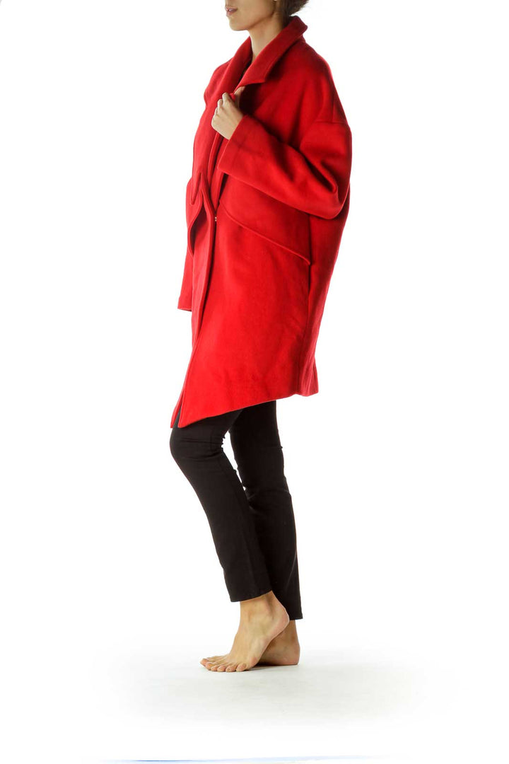 Red 3/4 Sleeve Double Collared Coat