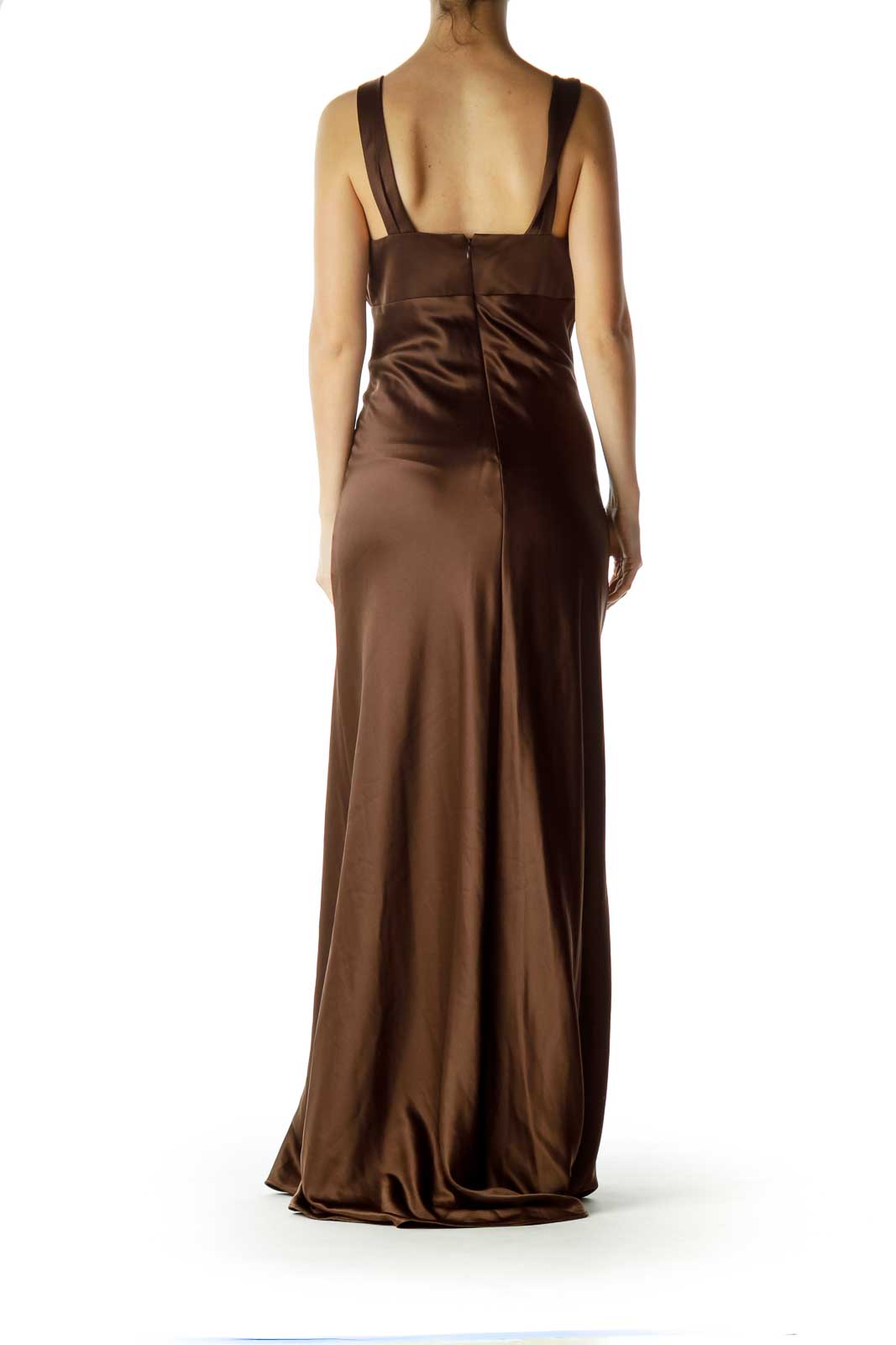 Brown Empire Waist Evening Dress