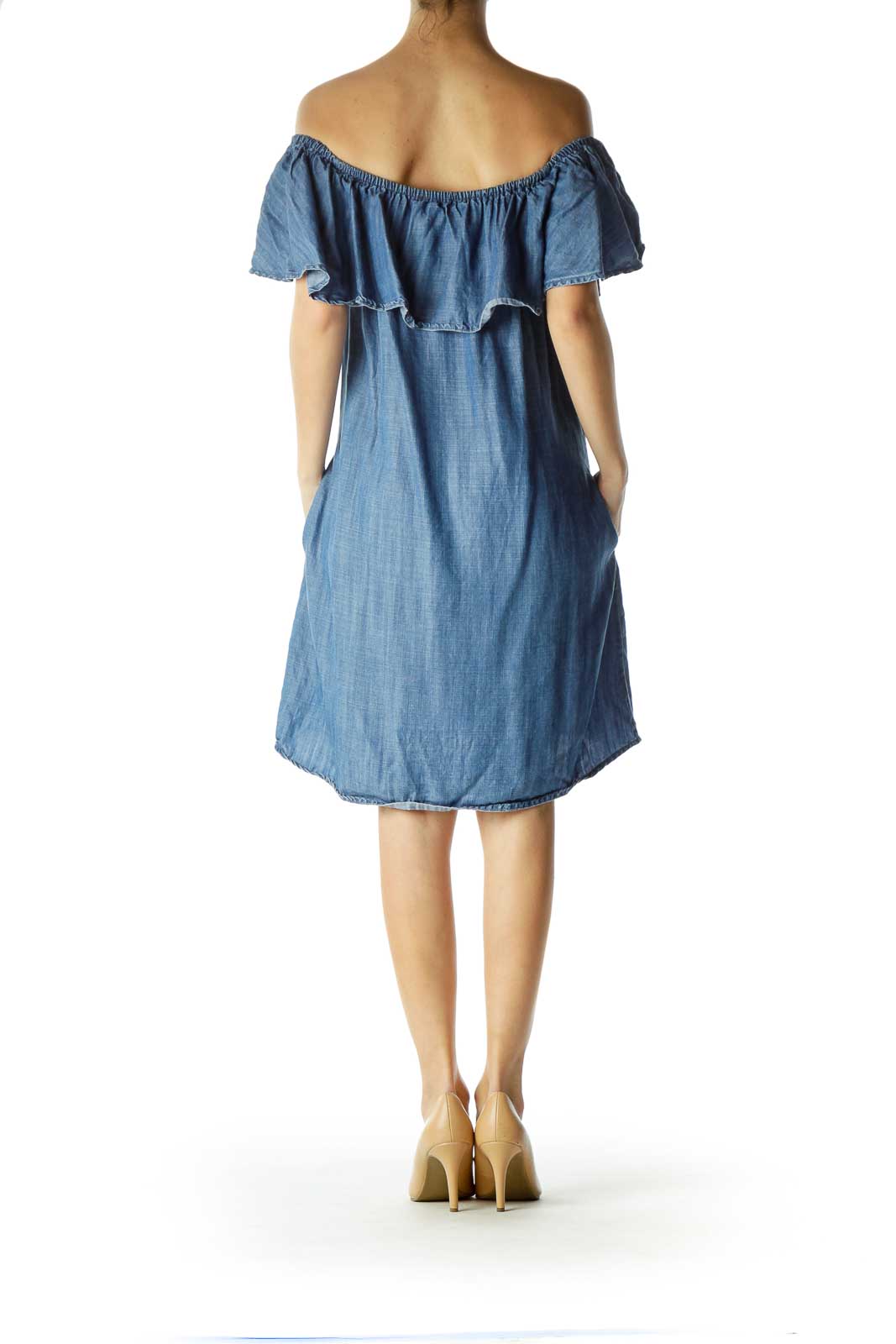 Blue Denim Off-Shoulder Dress