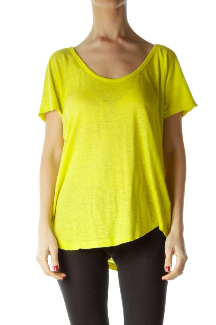 Yellow Linen Knit Top