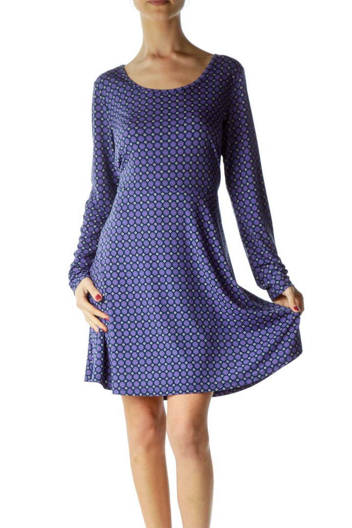 Purple Printed Skater Dress