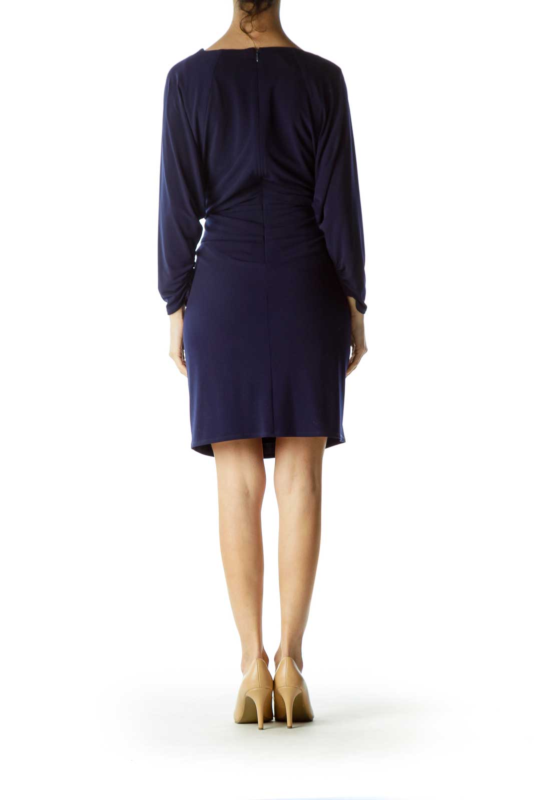 Blue Belted with Buckles Work Dress