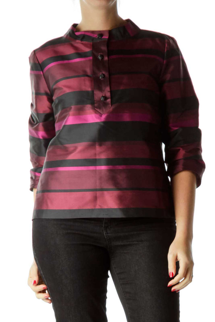 Red Striped Silk Top