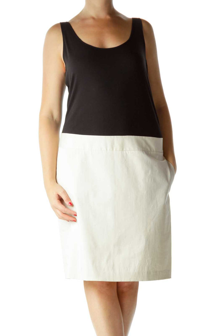 Black Cream Pocketed Day Dress