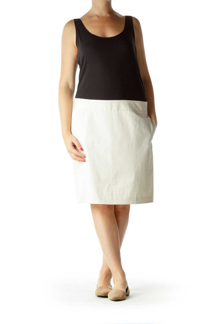 Black Cream Pocketed Day Dress