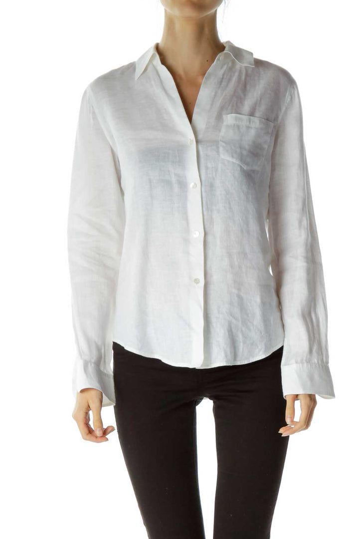 White Linen Pocketed Shirt