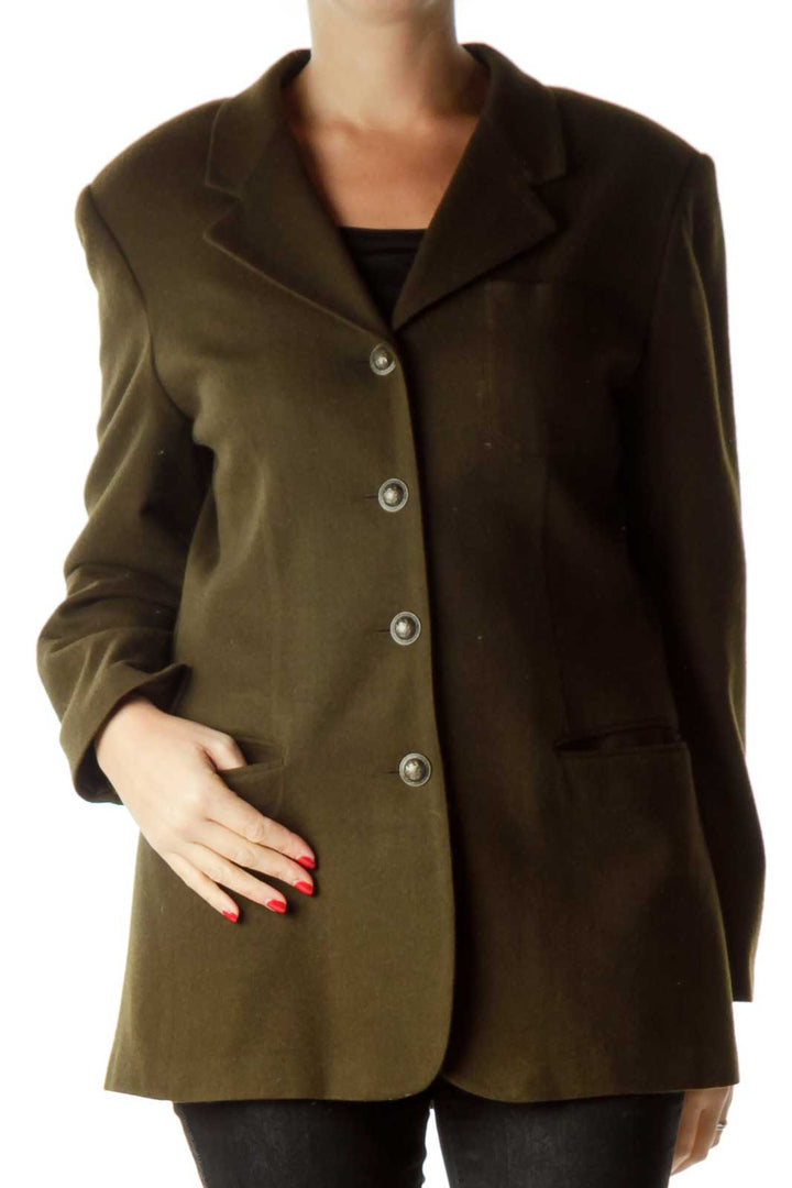 Army Green Virgin Wool Blazer