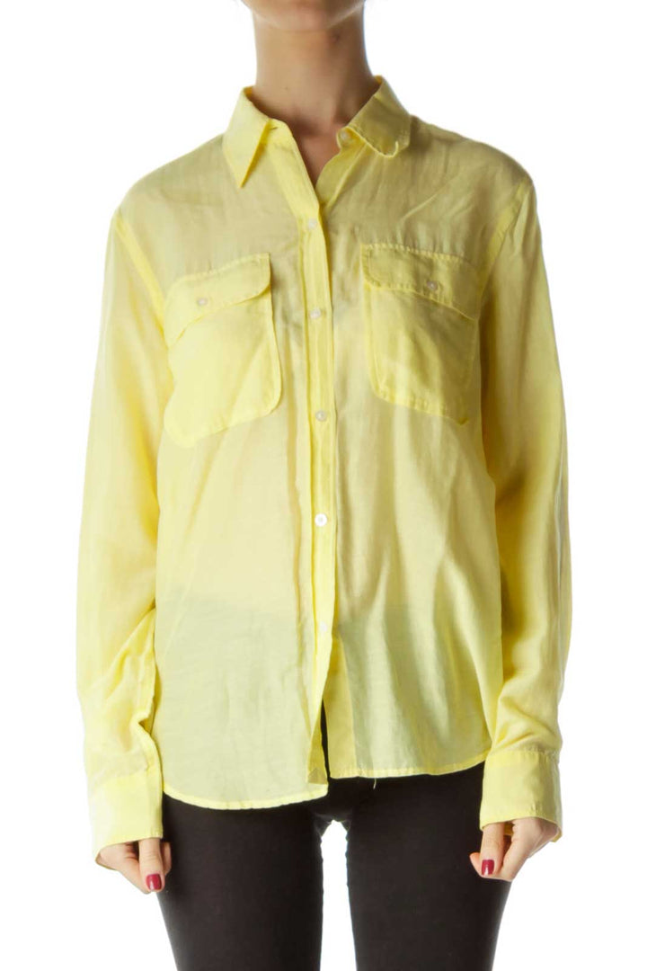 Yellow Buttoned Collared Blouse