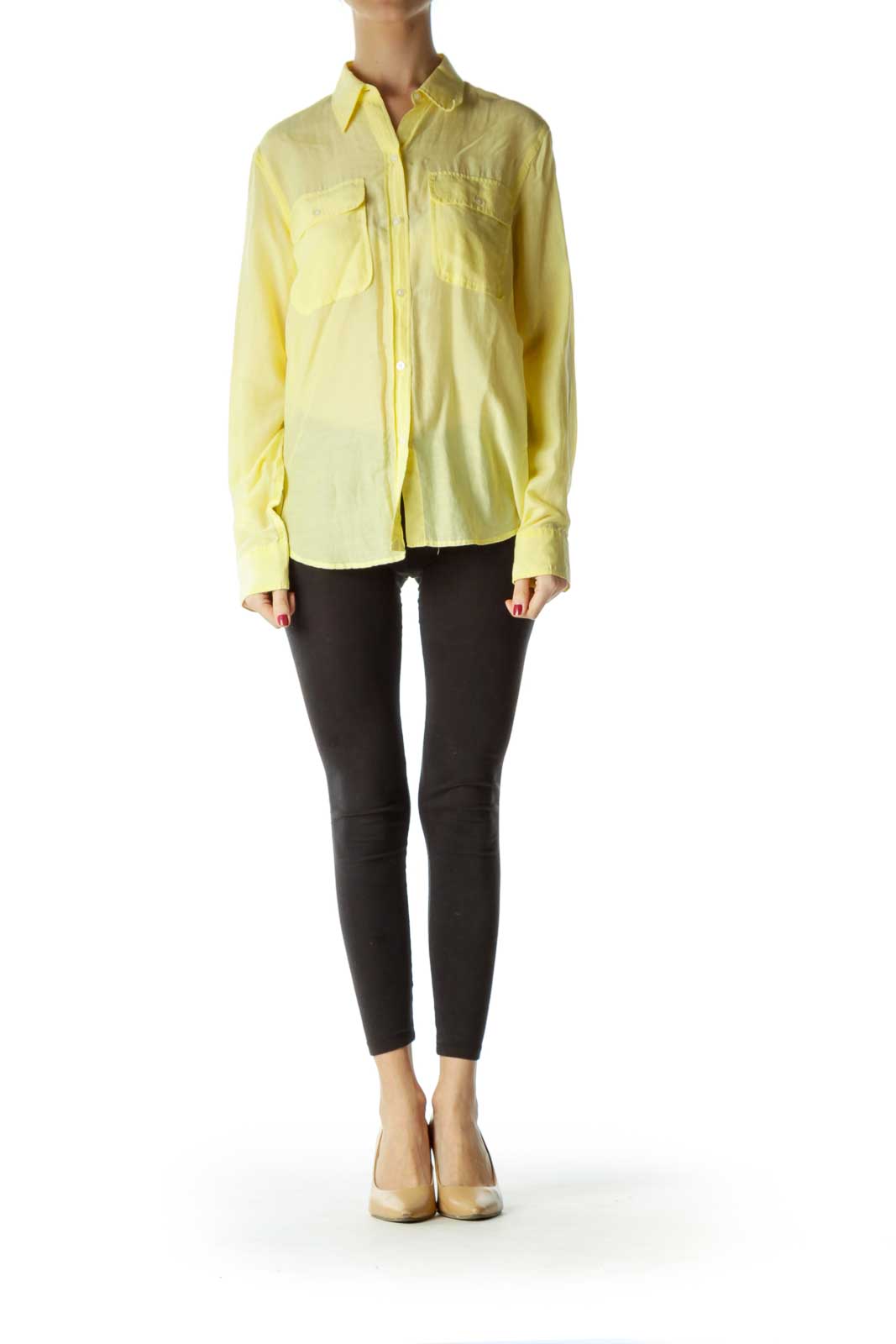 Yellow Buttoned Collared Blouse