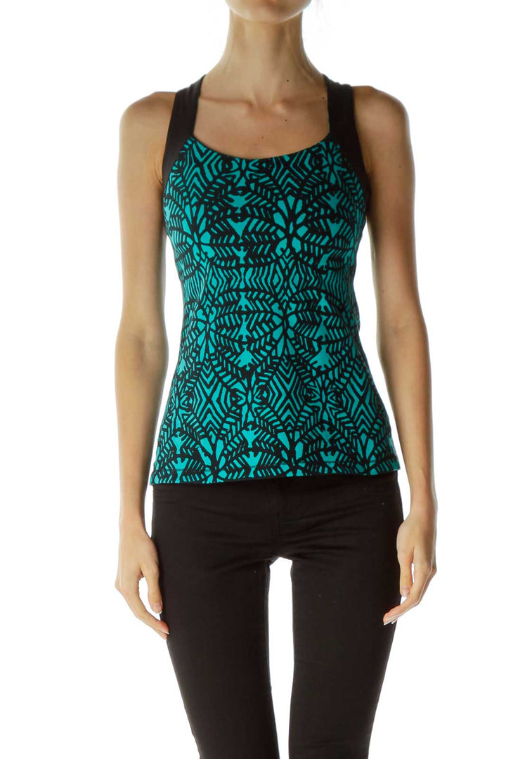 Green Black Racerback Yoga Top