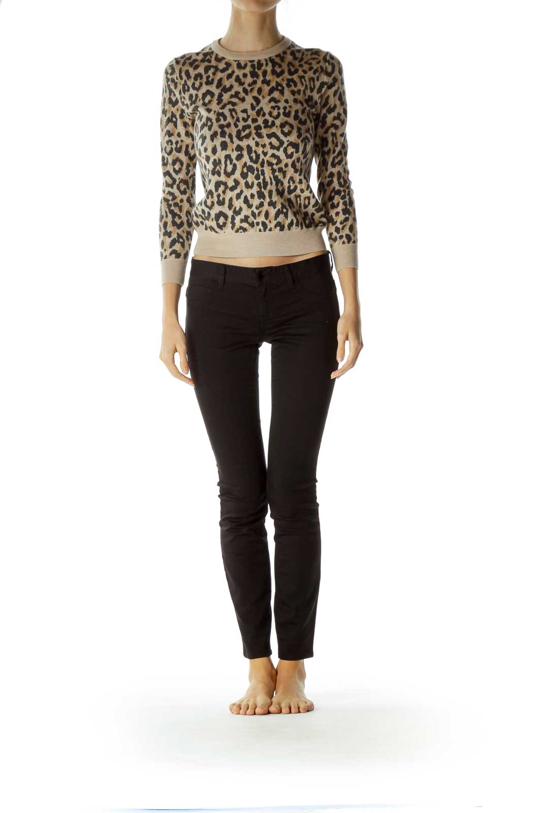 Brown Leopard Print Merino Wool Sweater