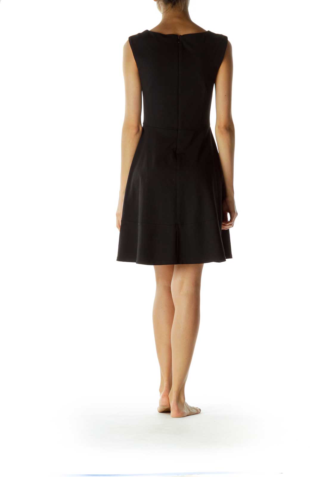 Black V-Neck A-line Dress